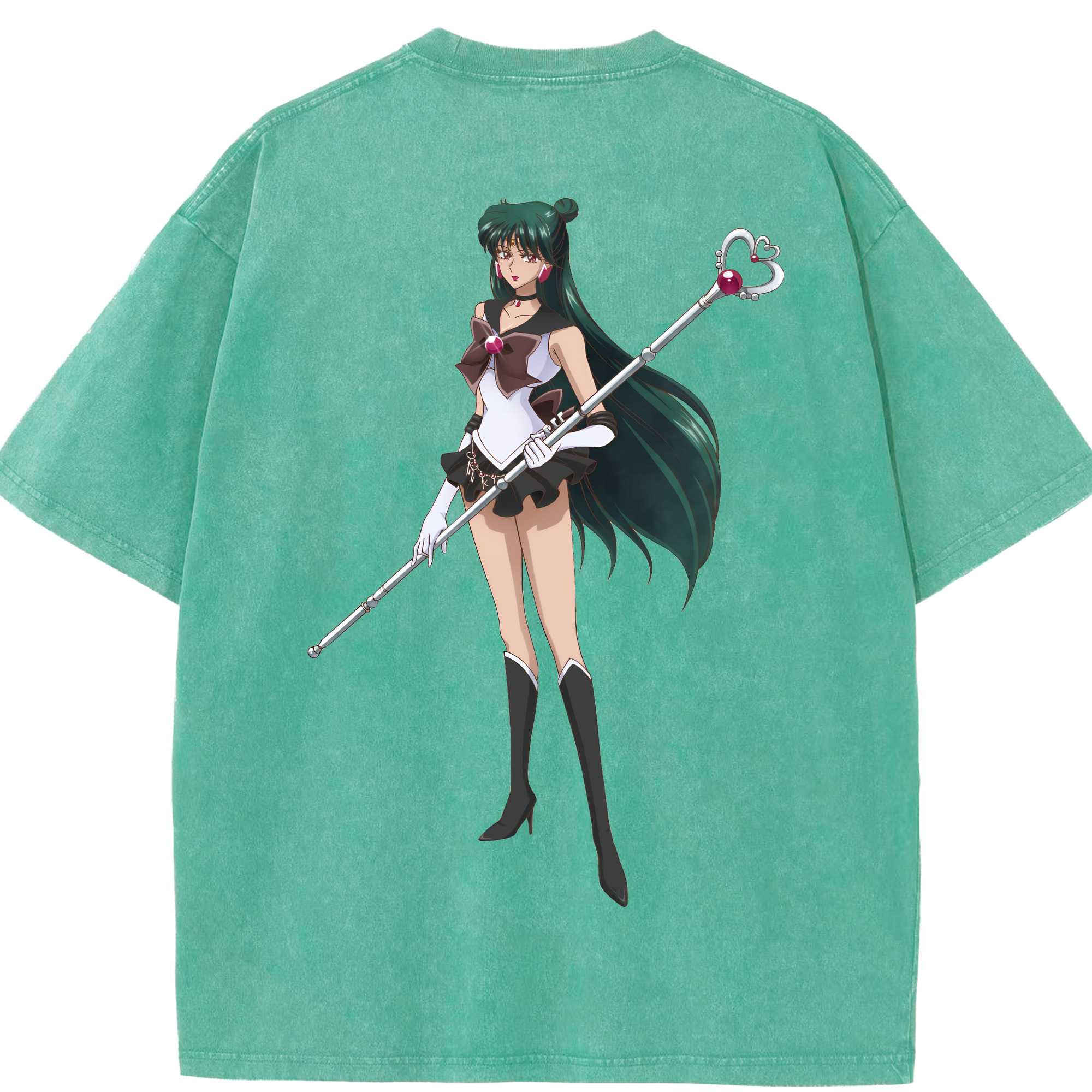 （画像用） 美少女戦士セーラームーン 冥王せつな Sailor Moon Meiou Setsuna 綿100% ヴィンテージ風 半袖Tシャツ（背面プリント）